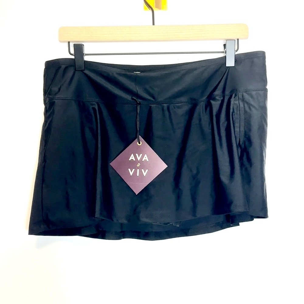NWT Ava & Viv Black Swim Skort with Elegant Design 1X